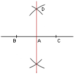 Démonstration du dessin d'un angle droit au compas