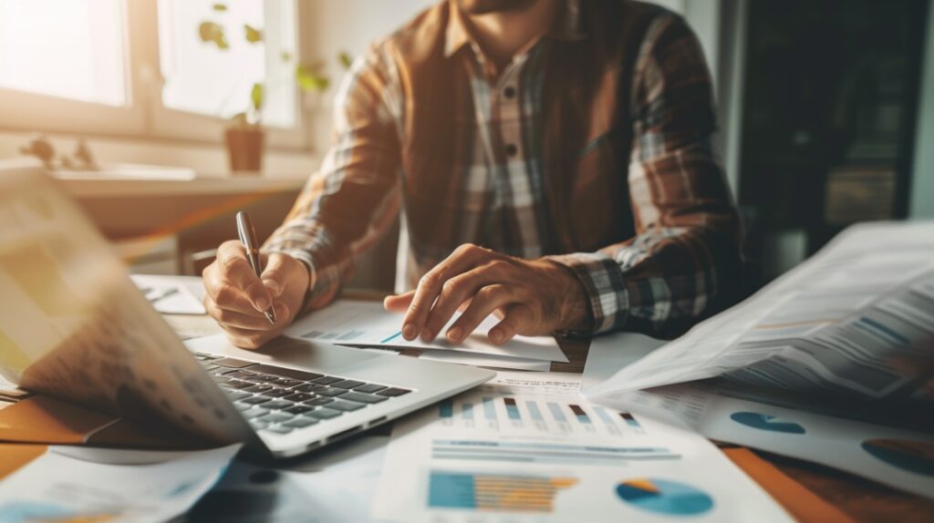 Client comparant différentes offres d’assurance de prêt immobilier sur un écran d’ordinateur, illustrant la comparaison des garanties et tarifs.